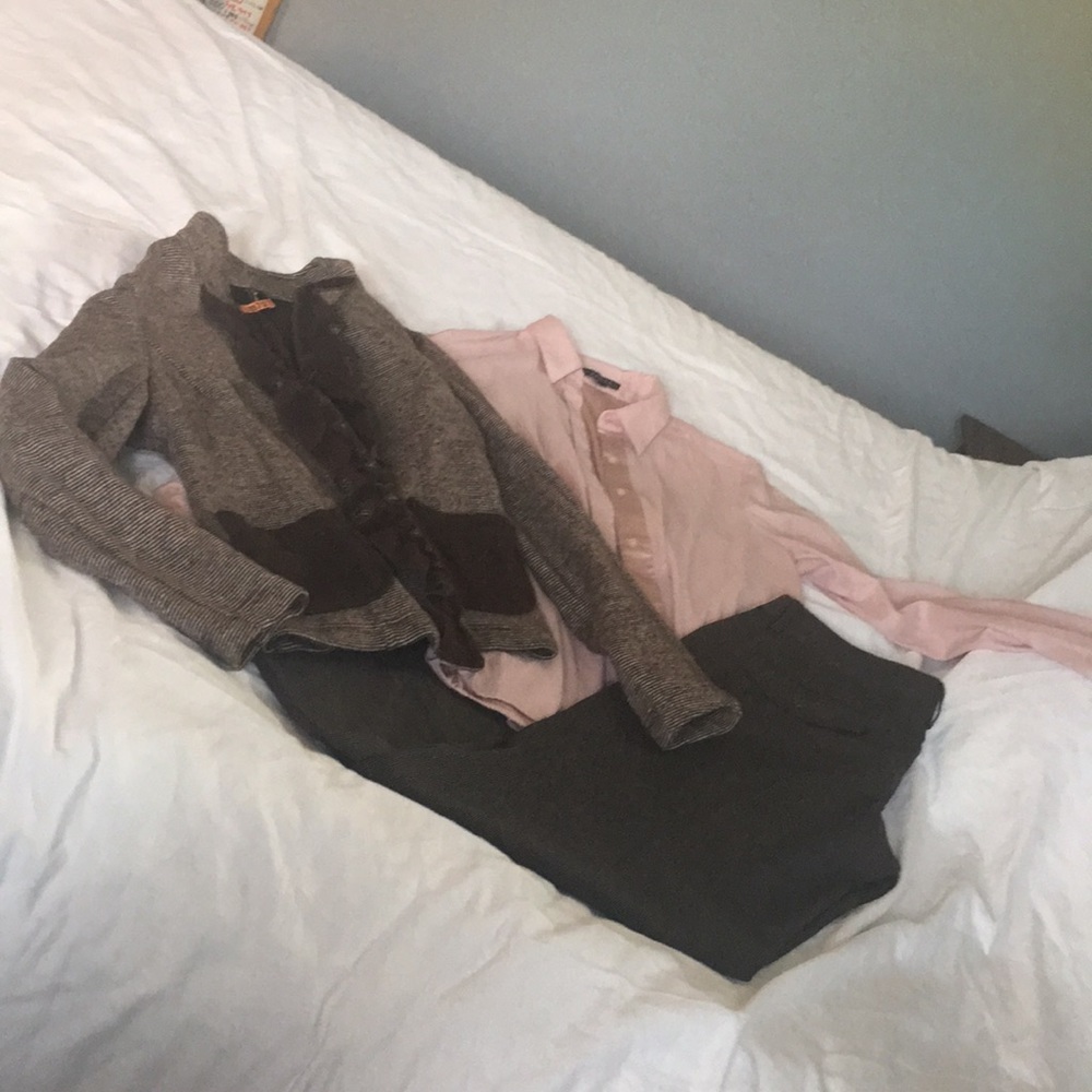 EEUC Chocolate Brown Pin-Tripe Trousers